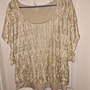 Cream Lace Sleeveless Top Size XL